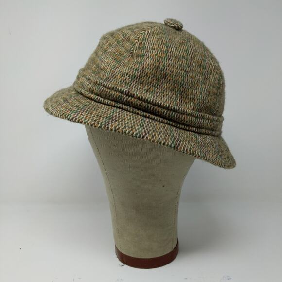 Vintage Kangol Safari Hat Green Tan Made in England Size M Logo - Picture 4 of 8